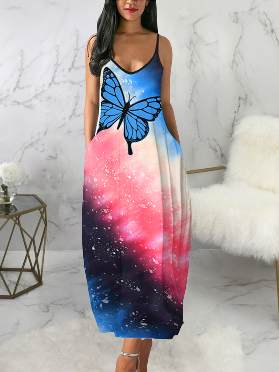 LW BASICS Starry Sky Butterfly Print A Line Dress