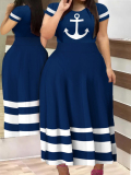 LW Plus Size Striped Print A Line Dress