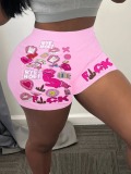 LW Heart Letter Print Booty Shorts