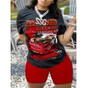 LW Racing Car Letter Print Shorts Set