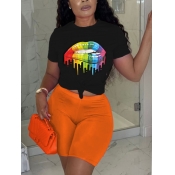 LW Lip Print Regular Fit Shorts Set