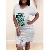 LW BASICS Plus Size Cartoon Letter Print T-shirt D