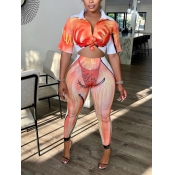 LW Graffiti Print High-waisted Stretchy Pants Set