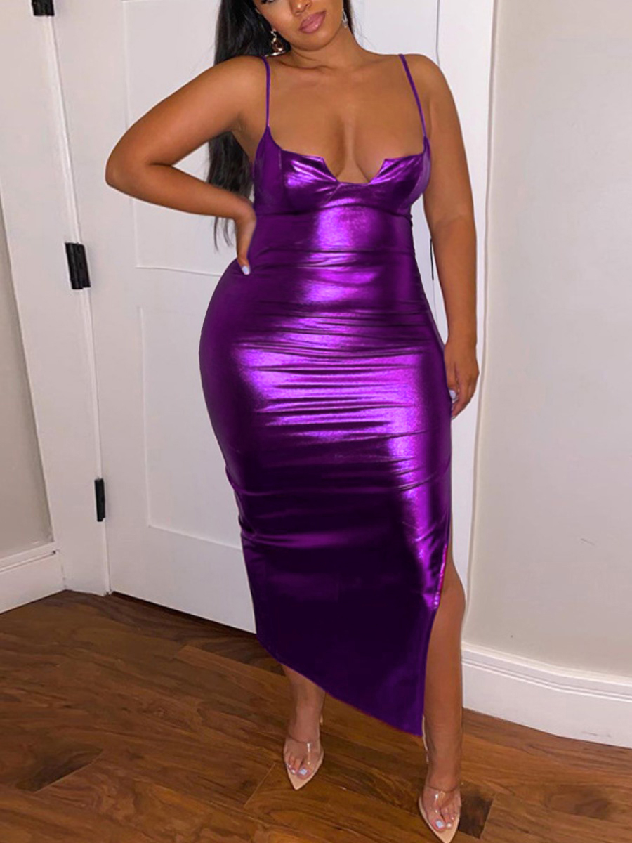 LW SXY Plus Size Backless Split Bodycon Dress