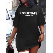 LW Dropped Shoulder Essentials Letter Print Dress