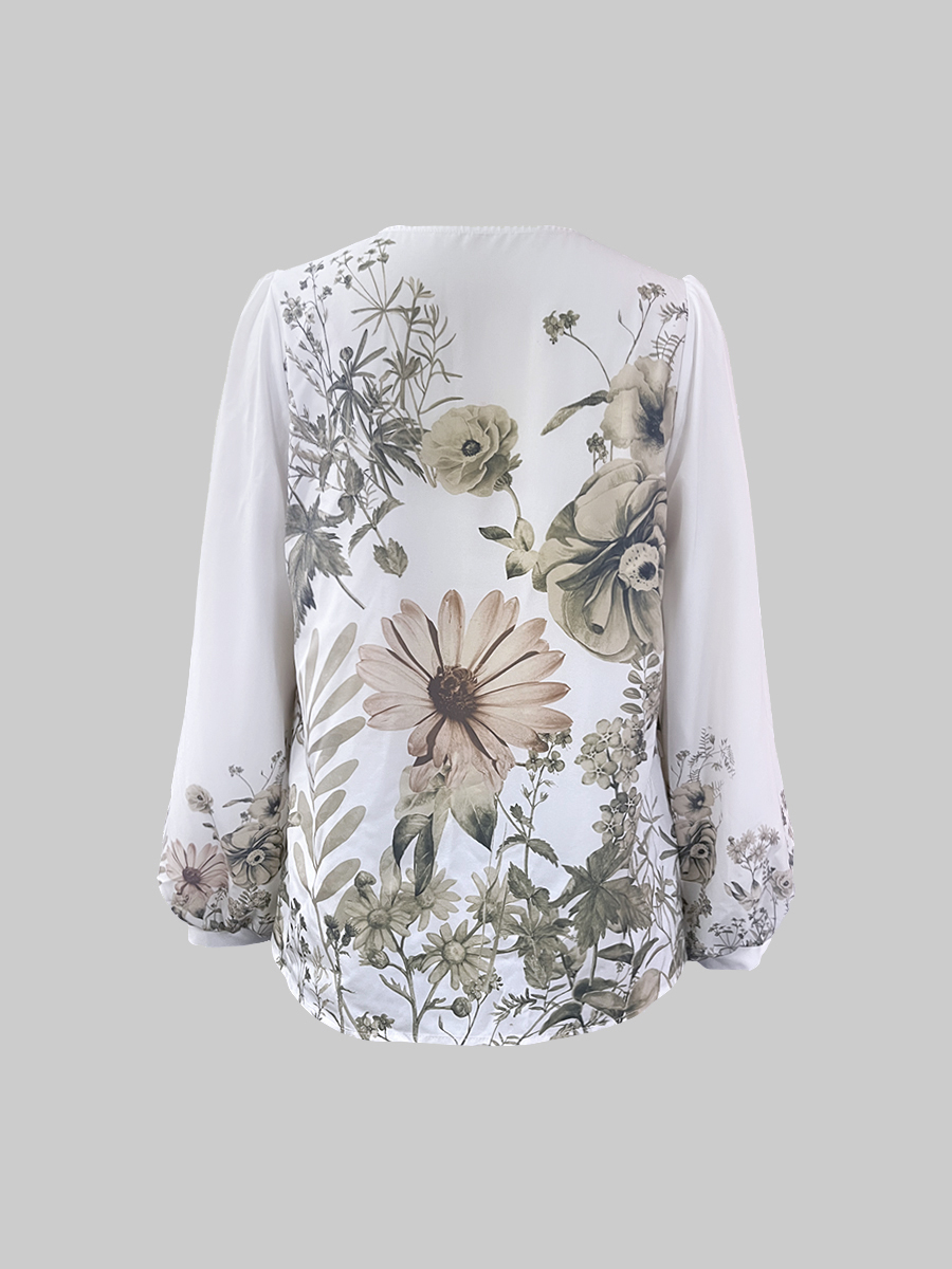 LW Lantern Sleeve Floral Print Blouse