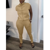 LW Striped Zipper Design Drawstring Pants Set