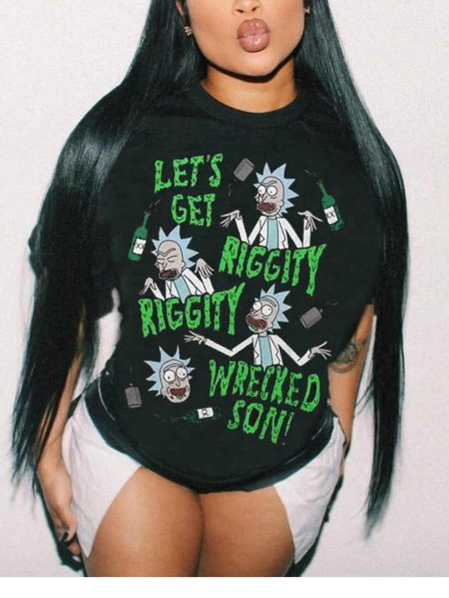 LW Plus Size Cartoon Letter Print T-shirt