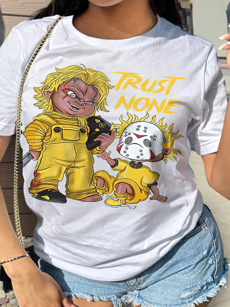 LW Plus Size Cartoon Letter Print T-shirt
