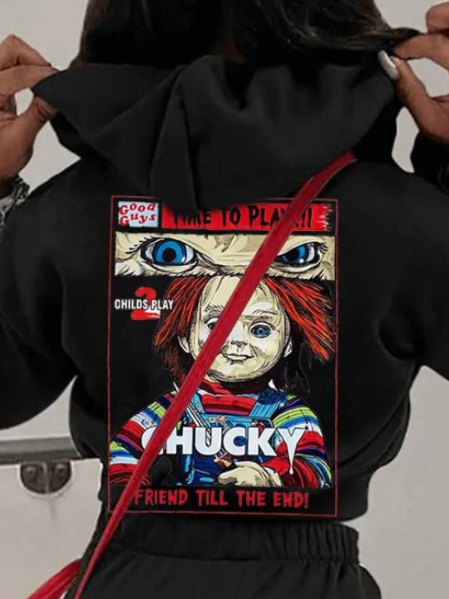 LW Letter Print Kangaroo Pocket Hoodie