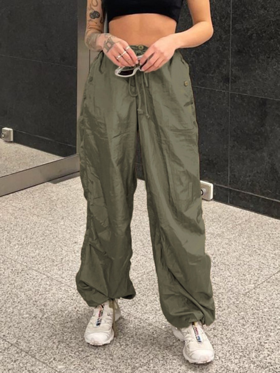 LW Drawstring Pocket Design Loose Pants