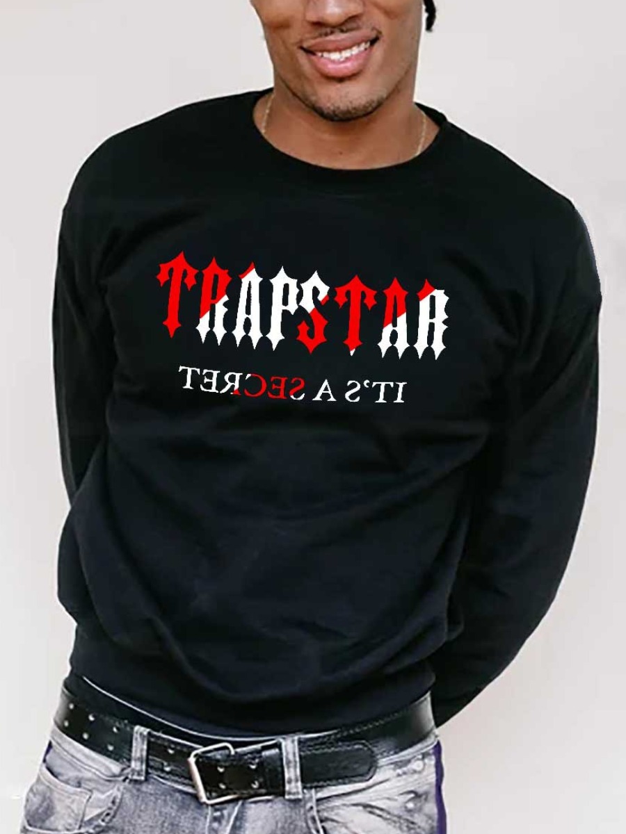LW Men Letter Print Patchwork Hoodie