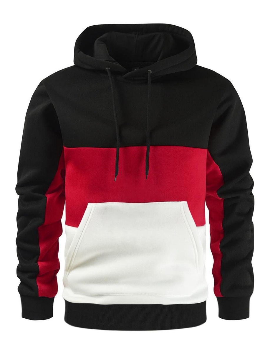 LW Men Kangaroo Pocket Patchwork Hoodie