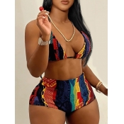 LW SXY Plus Size Bra Mixed Print Shorts Set