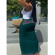 LW Cami Letter Print Skinny Skirt Set