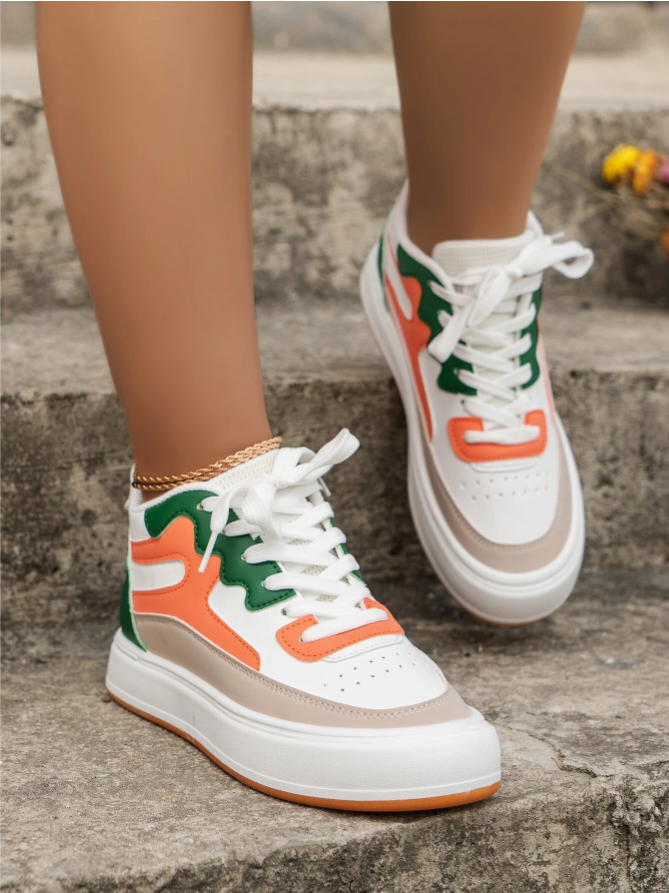 LW Round Toe Patchwork Sneakers