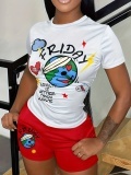 LW Cartoon Letter Print Shorts Set