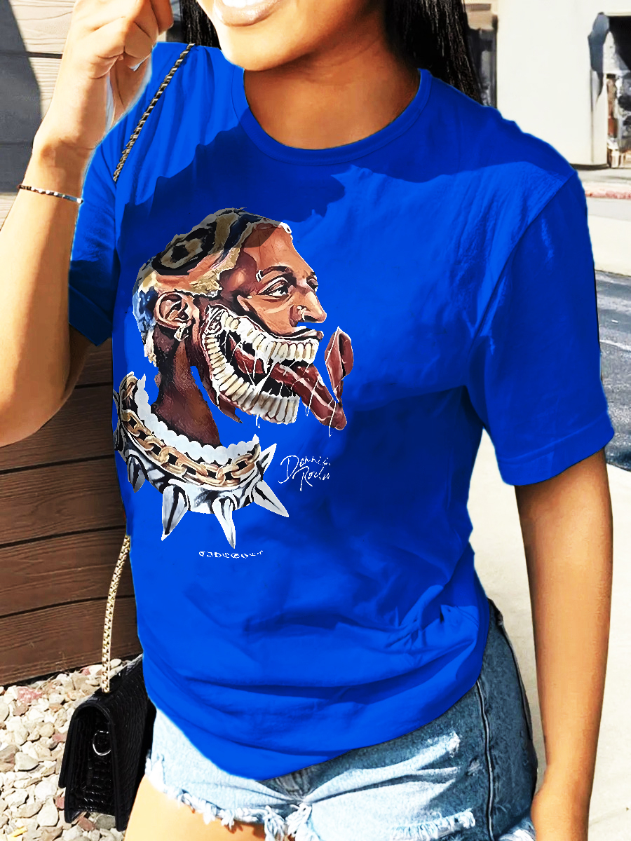 LovelyWholesale Figure Letter Print T-shirt Summer Short Sleeve Street None Round Neck Spring Summer 2024