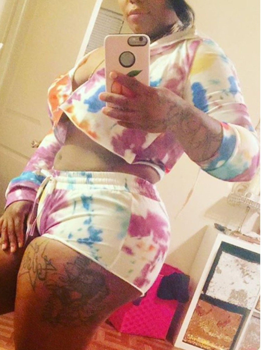 LW Crop Top Tie Dye Drawstring Shorts Set