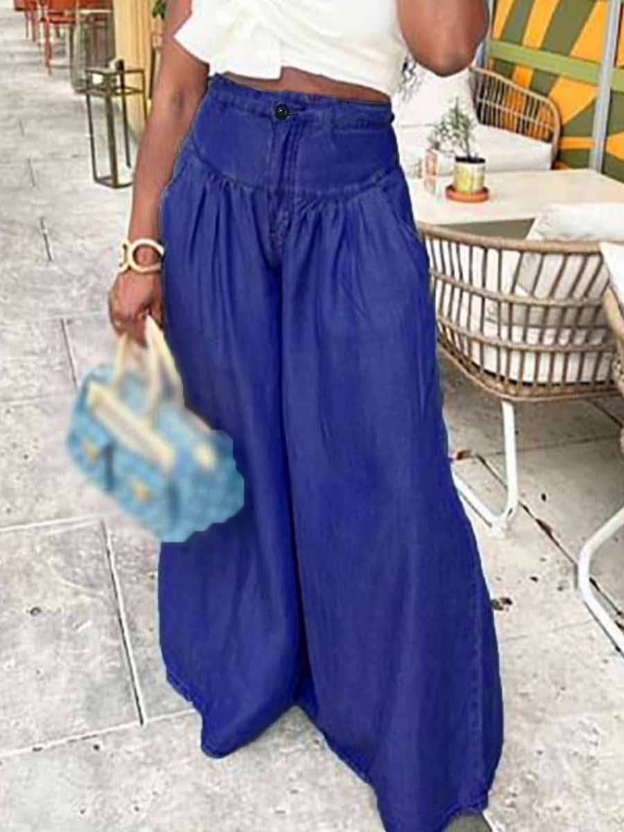 LW High Waist Ruffle Design Wide Leg Pants