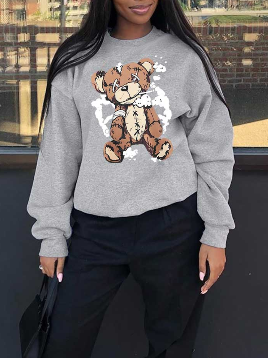 LW Plus Size Round Neck Cartoon Print Sweatshirt