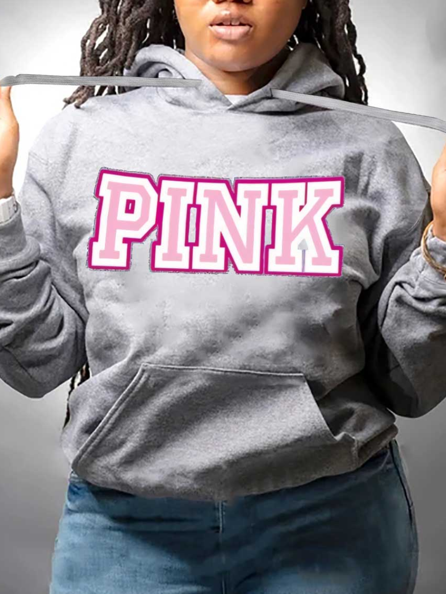 LW Plus Size Pink Letter Print Hoodie