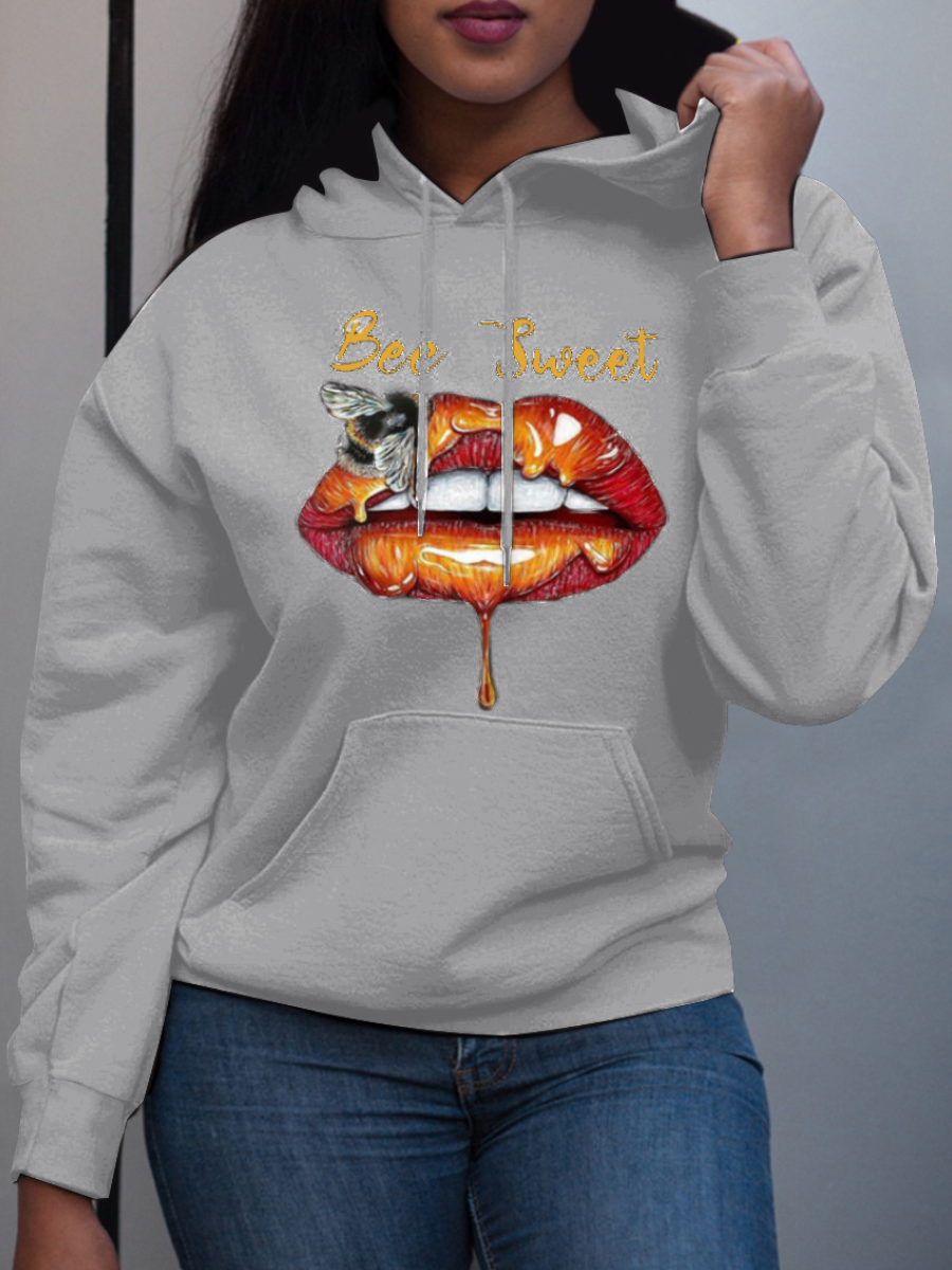 LW Plus SizeLip Letter Print Hoodie