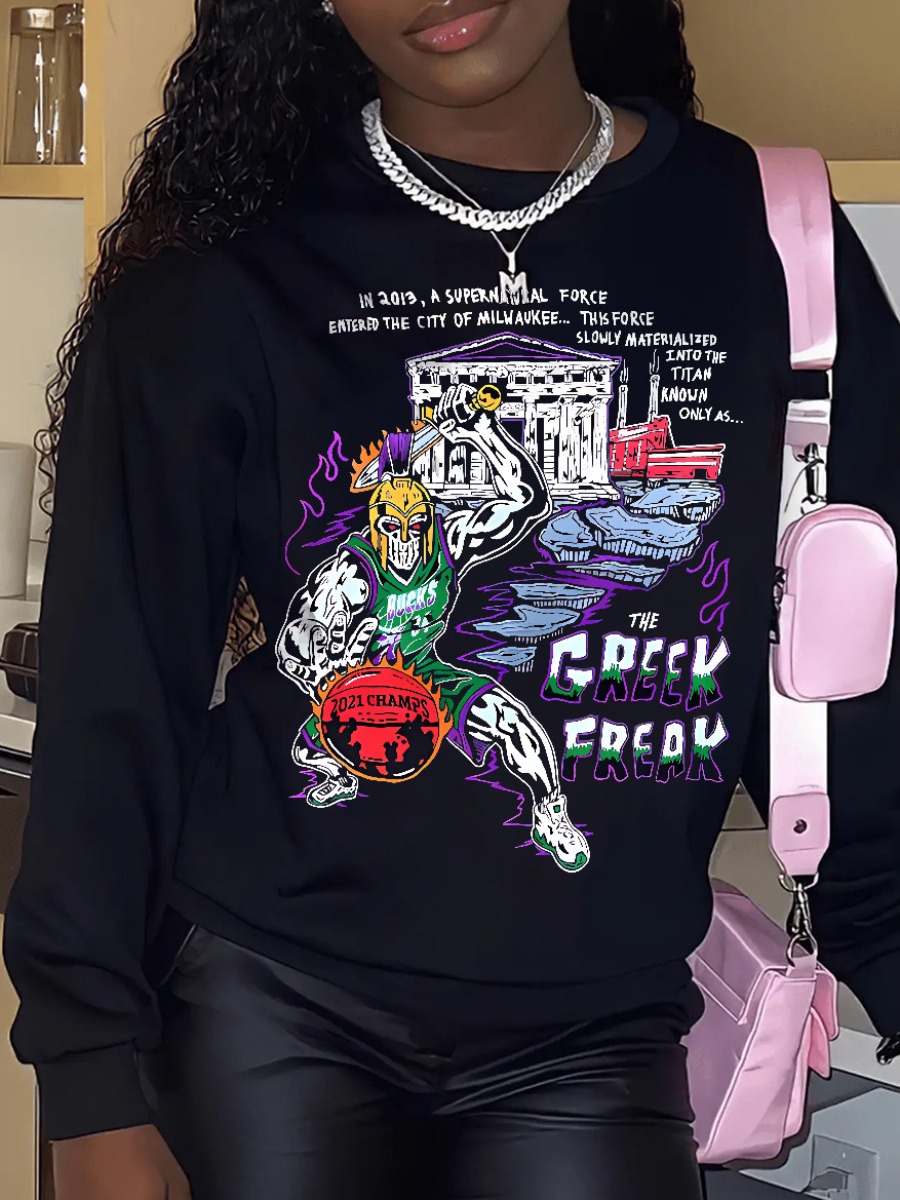 LW Plus Size Graffiti Figure Letter Print Sweatshirt