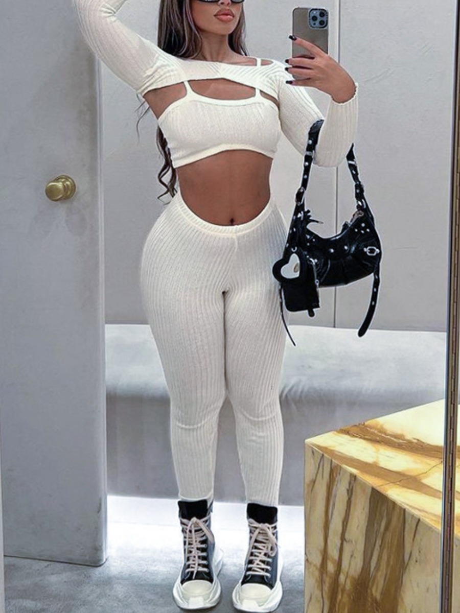 LW BASICS Crop Top Cami Skinny Three Piece Pants Set