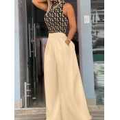 LW Crop Top Geometric Print Wide Leg Pants Set