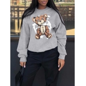 LW Plus Size Round Neck Cartoon Print Sweatshirt
