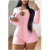 LW Round Neck Cut Out Plush Romper