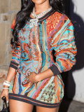 LW Round Neck Mixed Print Sweat Dress