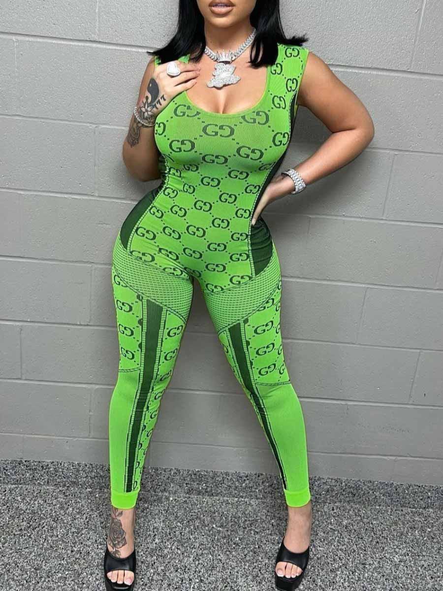 LW SXY Geometric Print Cami Skinny Jumpsuit