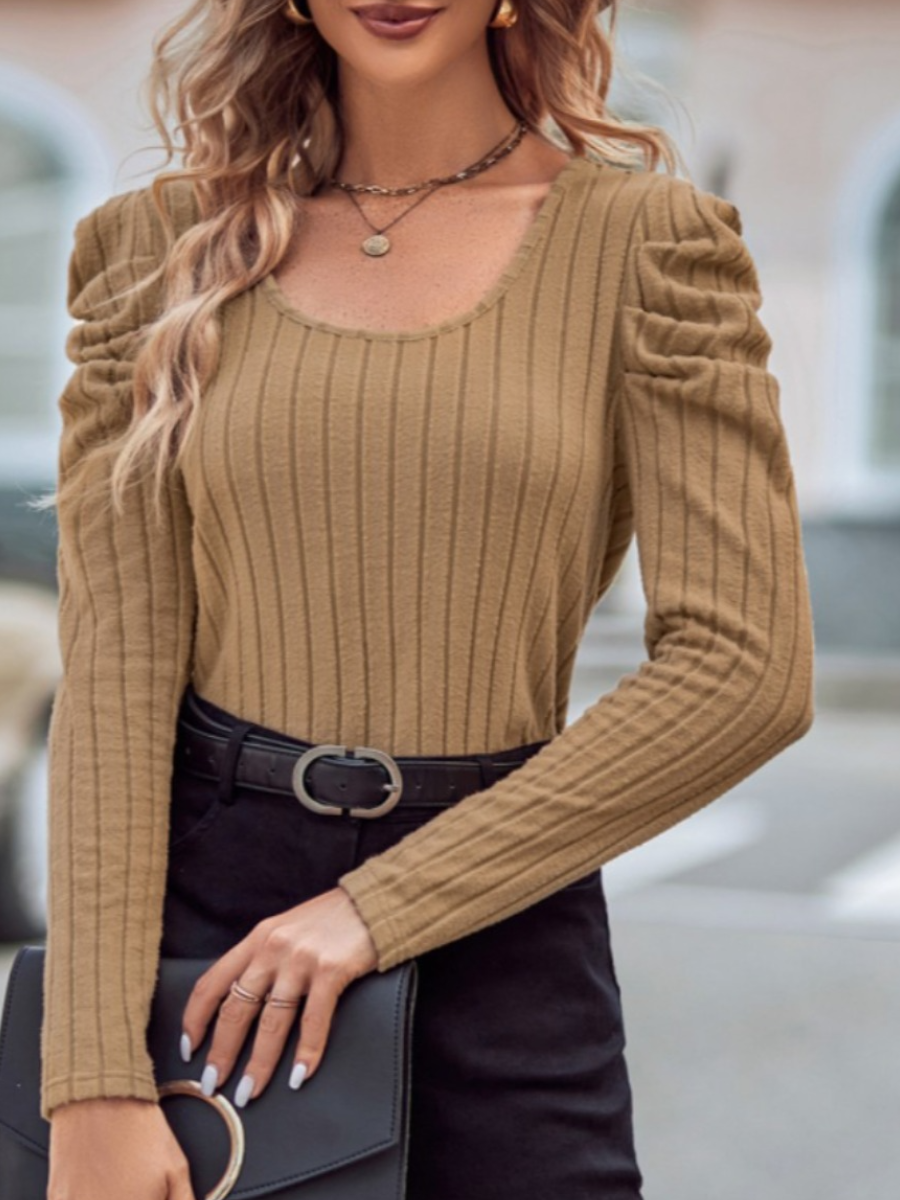 LW None Solid Color Blouse&Shirt