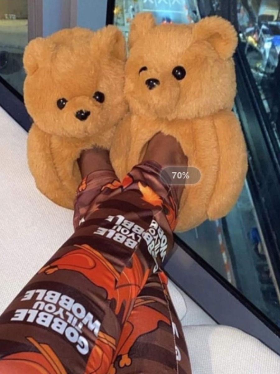 LW Plush Bear Design Slippers