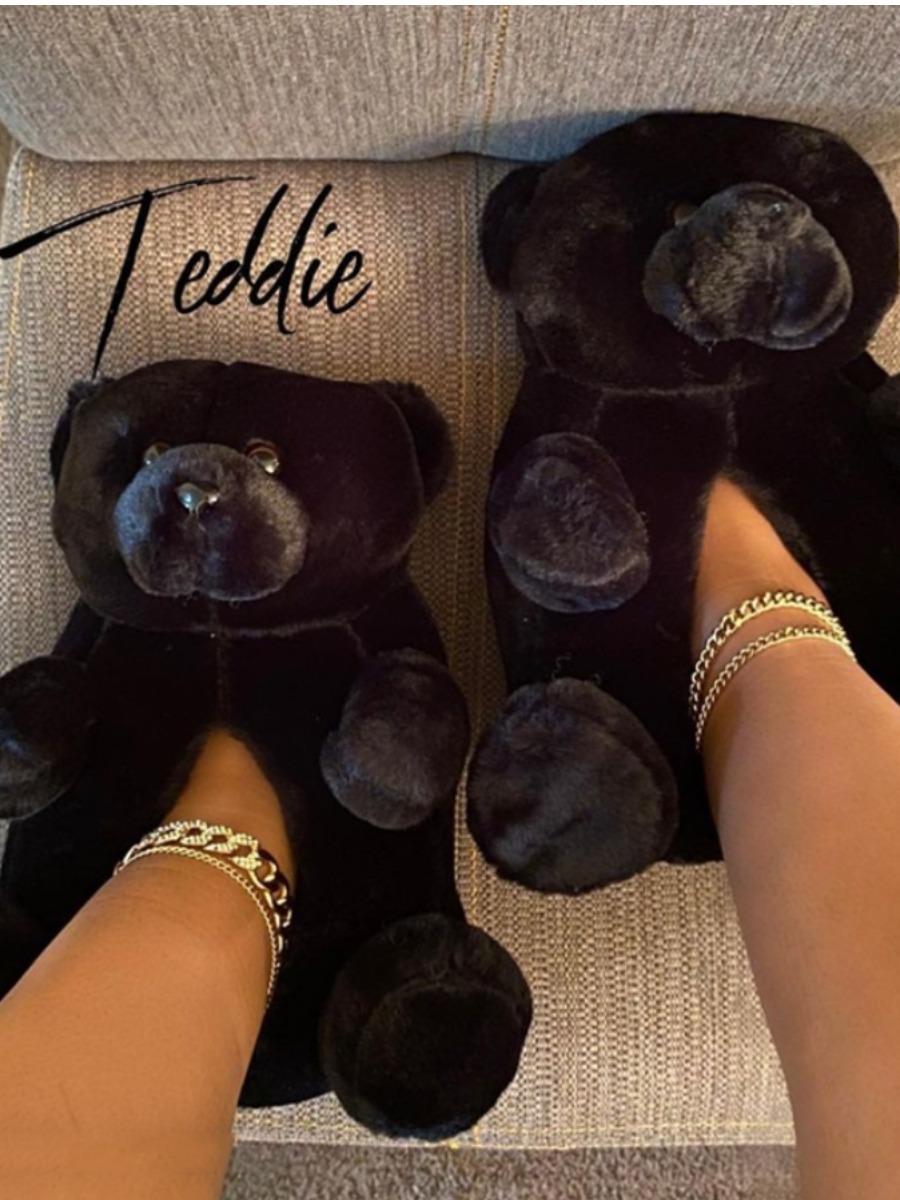 LW Plush Bear Design Slippers