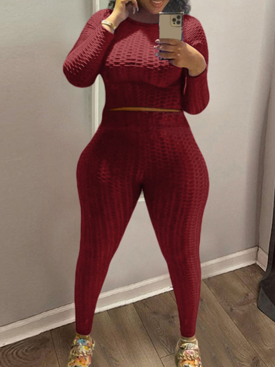 LW BASICS Crop Top High Waist Skinny Pants Set