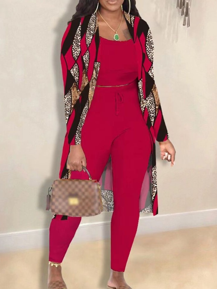 LW Cami Leopard Print Drawstring Three Piece Pants