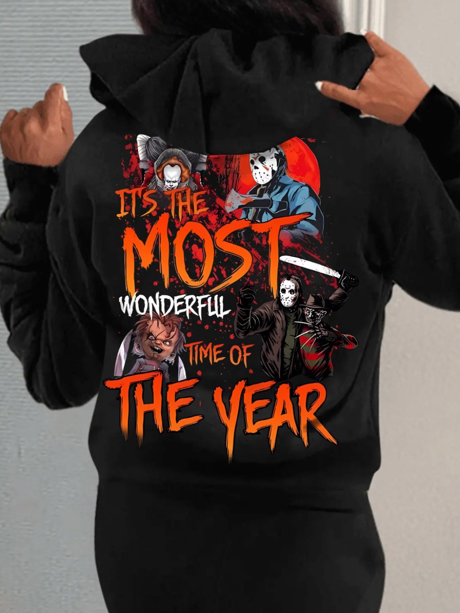 LW Plus Size Halloween Clown Letter Print Kangaroo