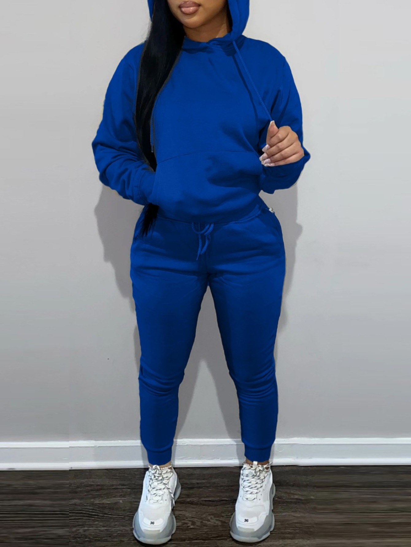 LW Hooded Collar Kangaroo Pocket Tracksuit Set