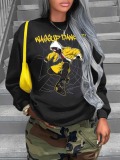 LW Plus Size Spider Web Figure Letter Print Sweatshirt