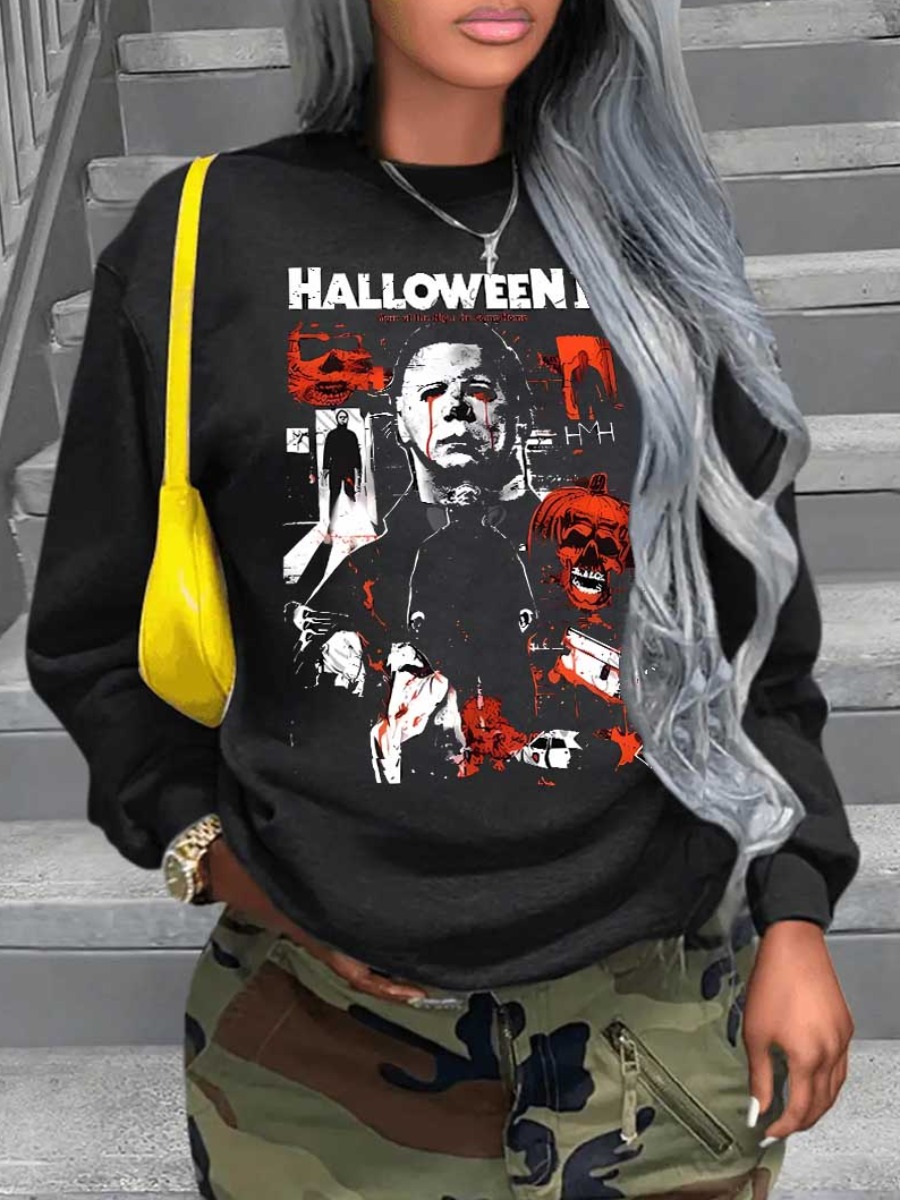 LW Plus Size Dropped Shoulder Figure Letter Print Sweatshirt
