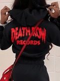 LW Hooded Collar Letter Print Hoodie