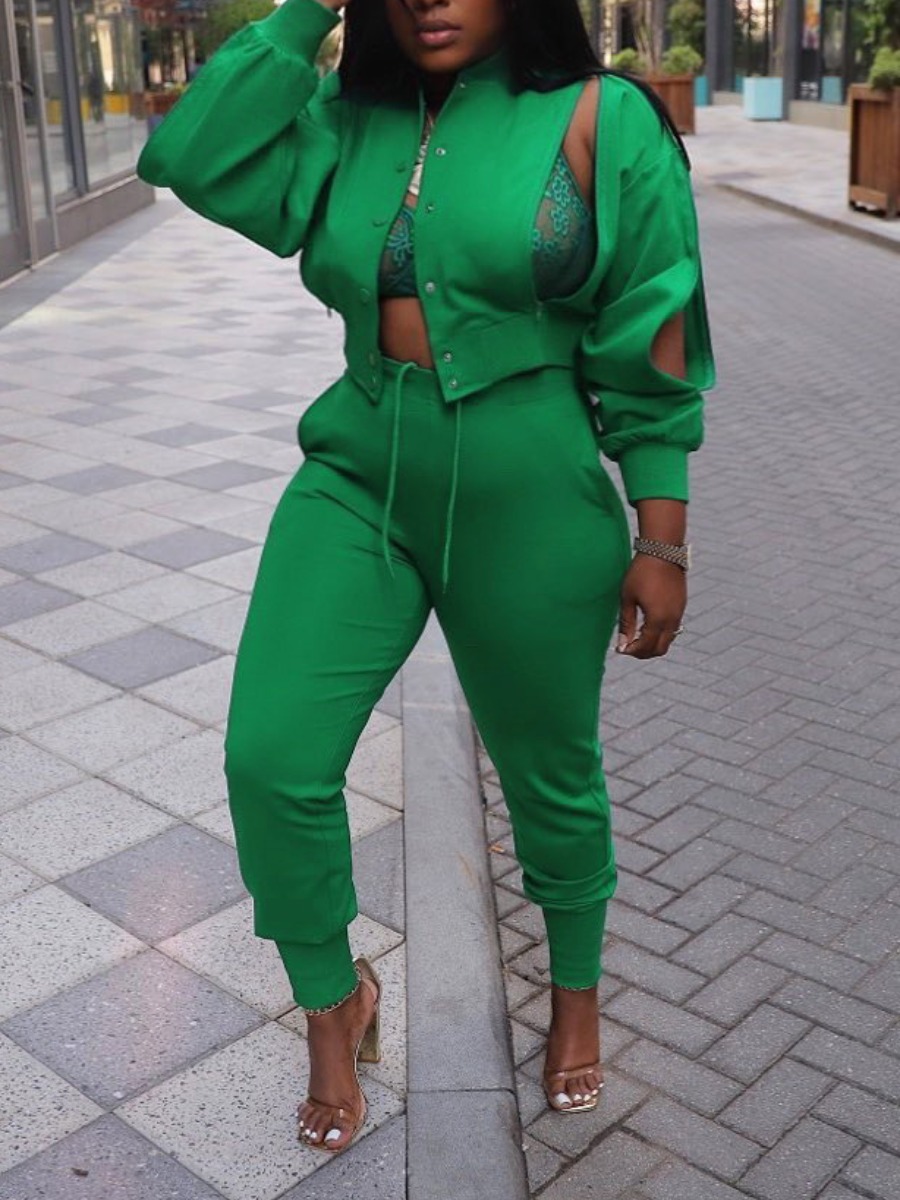 LovelyWholesale Split Sleeve Drawstring High Waist Pants Set Fall Long Sleeve Casual Turndown Collar Spring Summer 2024