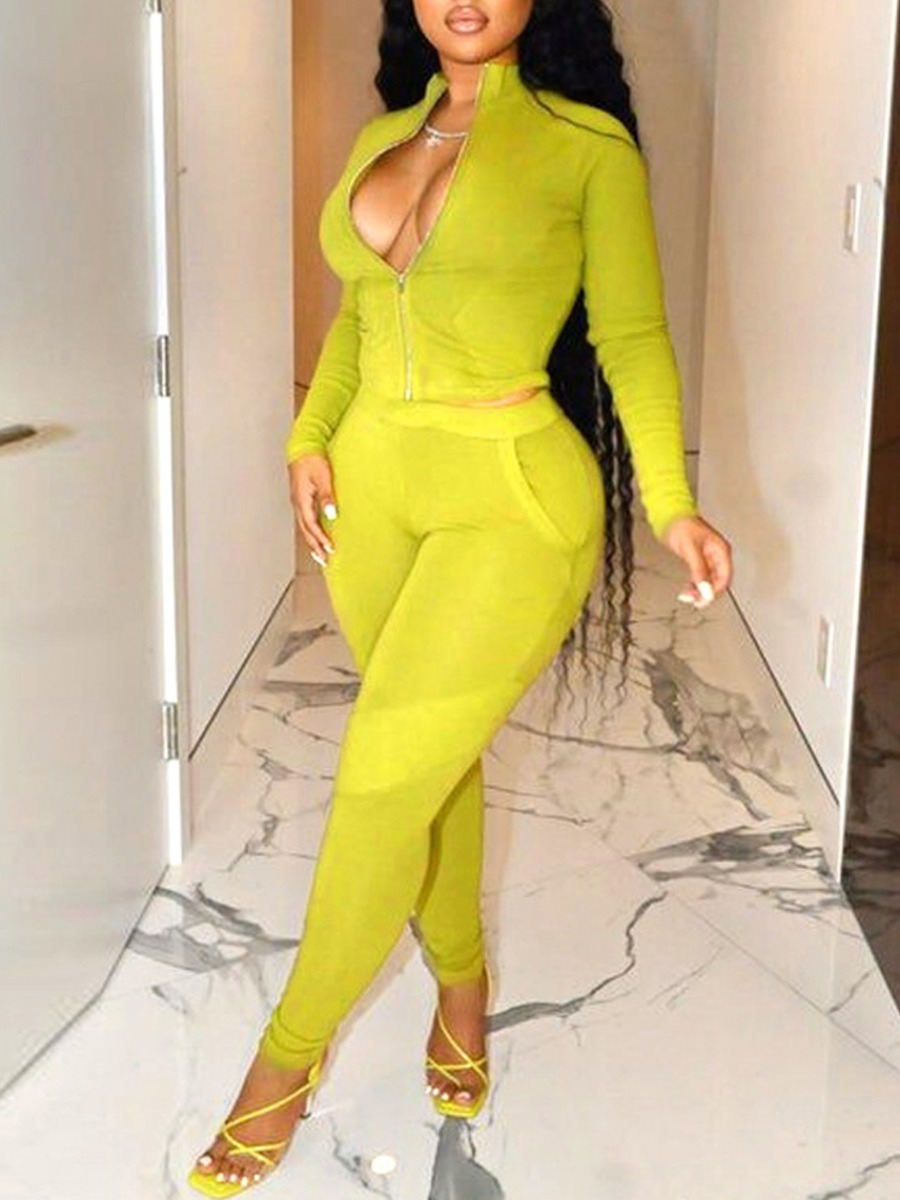 LW BASICS Pocket Zipper Design Skinny Pants Set