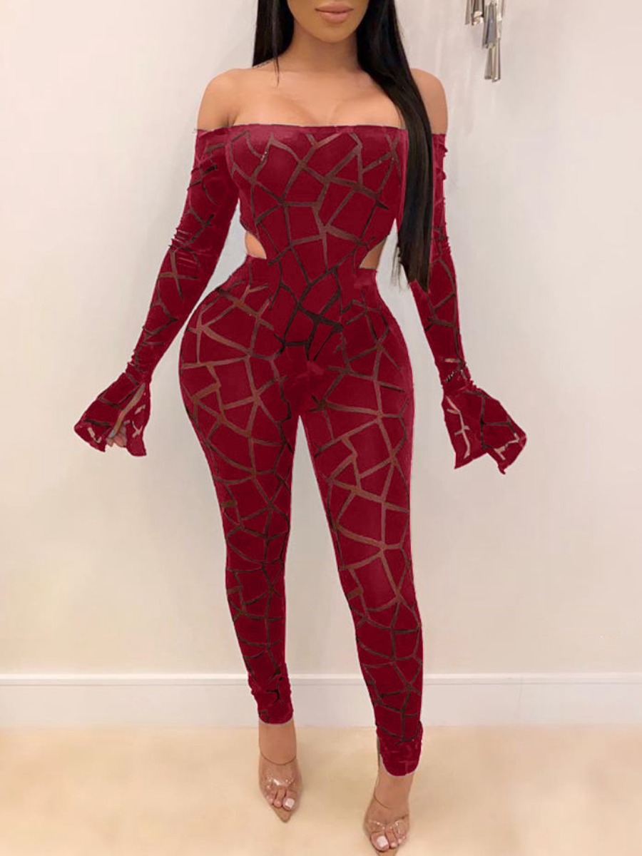 LW SXY Off The Shoulder See Through Flared Pants S