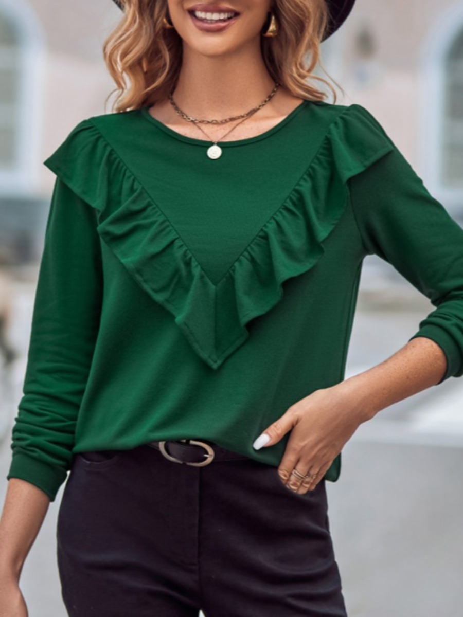 LW Round Neck Ruffle Design Blouse