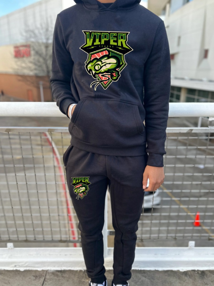 LW Men Cartoon Letter Print Kangaroo Pocket Tracksuit Set