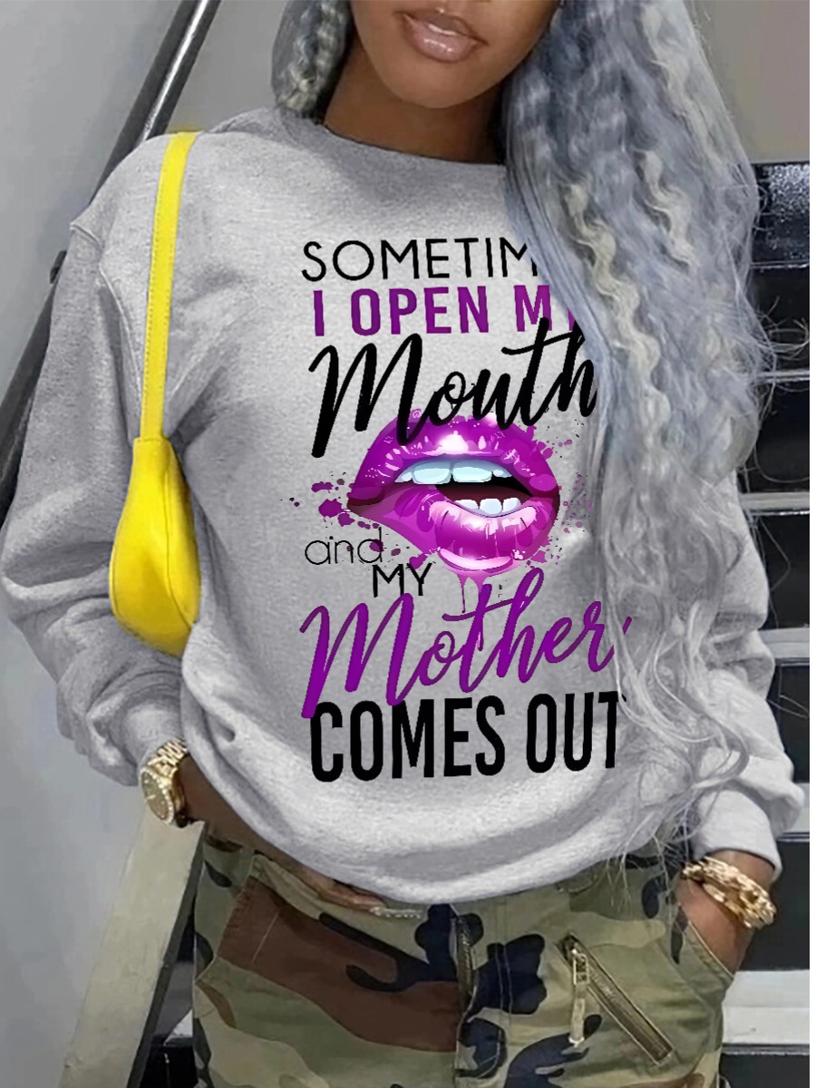 LW Plus Size Lip Letter Print Sweatshirt 5X